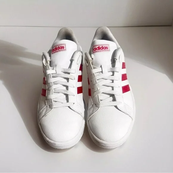 Size 8.5 - Women’s Adidas Grand Court Base White Vapour Pink - Picture 2 of 9